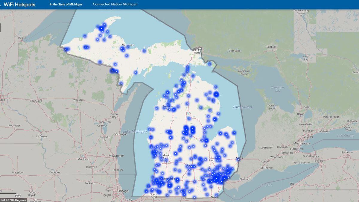 The Michigan Public Service Commission launched a map showing free WiFi hotspots.