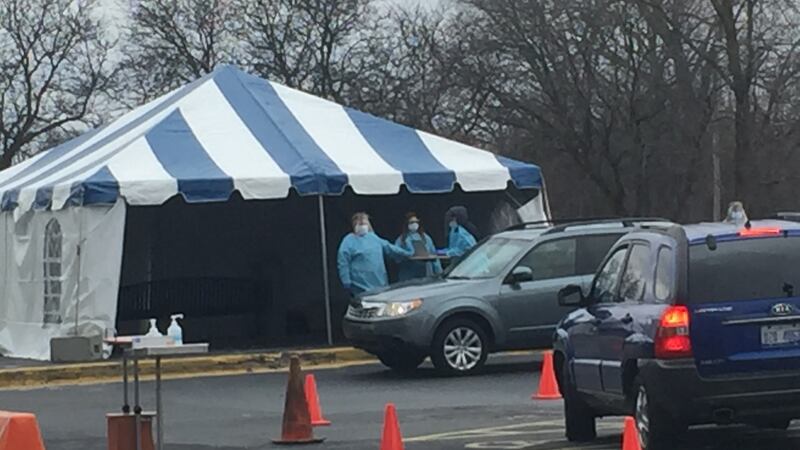 The testing is happening at One Jackson Square, on 100 E. Michigan Ave. The drive-thru testing...