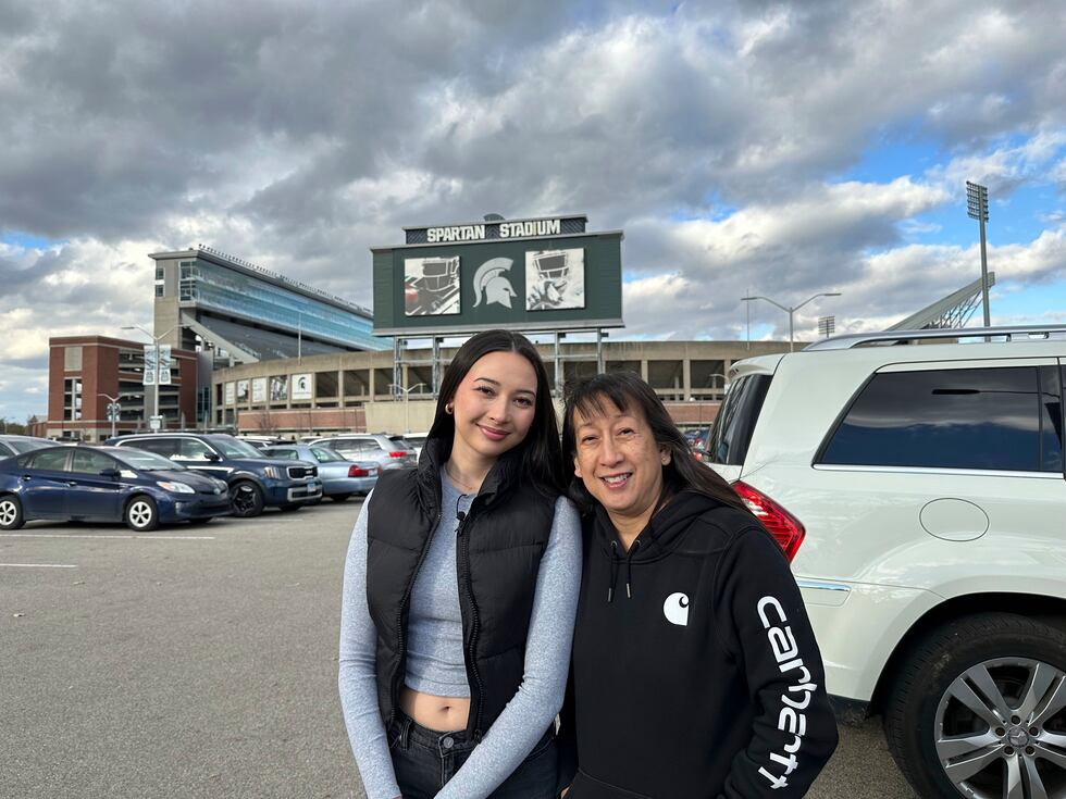 Kylie Ossege,left, poses for a photo with her mother, Marita Ossege (right), in a Spartan...