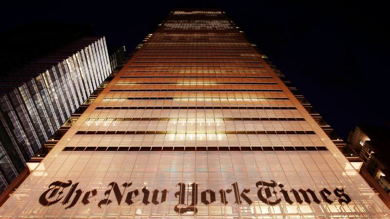 FILE - The New York Times building is shown on Oct. 21, 2009, in New York. Hundreds of New...