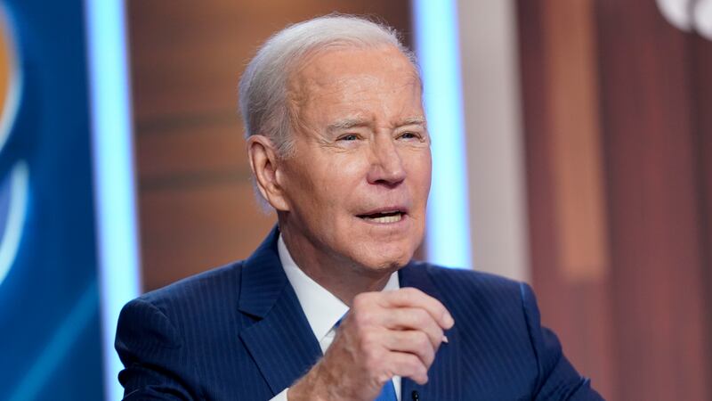 President Joe Biden speaks during a Summit for Democracy virtual plenary in the South Court...