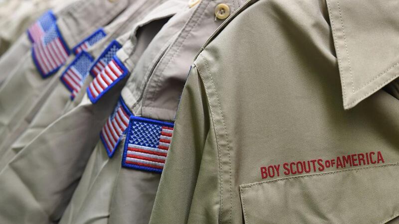 FILE - In this Feb. 18, 2020, file photo, Boy Scouts of America uniforms are displayed in a...