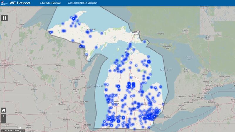 The Michigan Public Service Commission launched a map showing free WiFi hotspots.